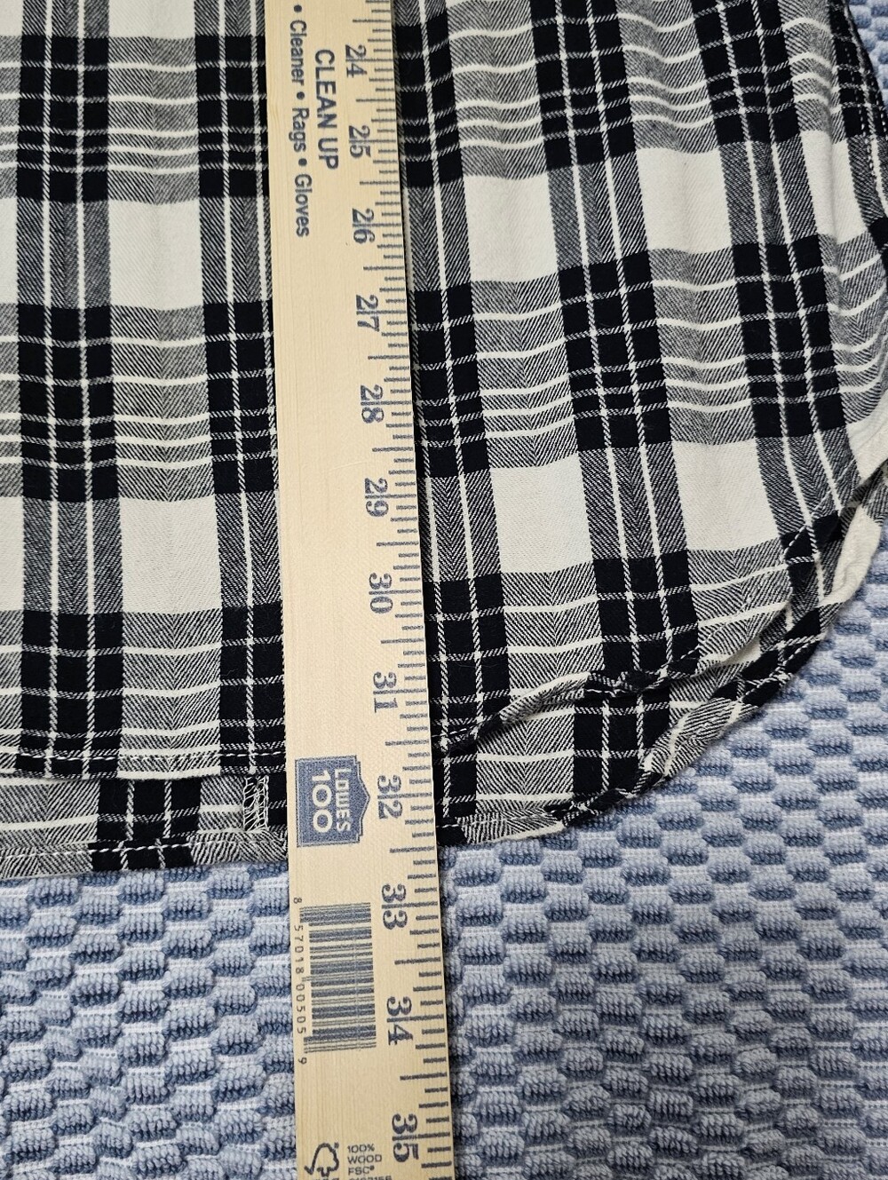 Duluth Trading Plaid Flannel Black & White Women's Long Sleeves Polo Shirt Sz XL - Picture 6 of 6